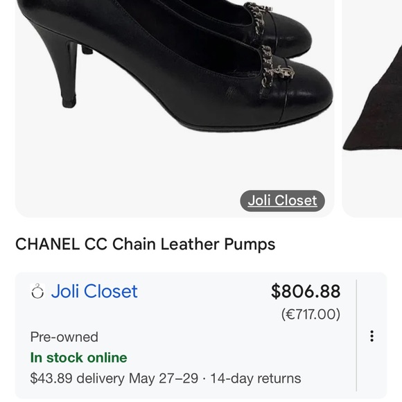 SOLD Chanel Suede Pumps with logo chain - Picture 10 of 10
